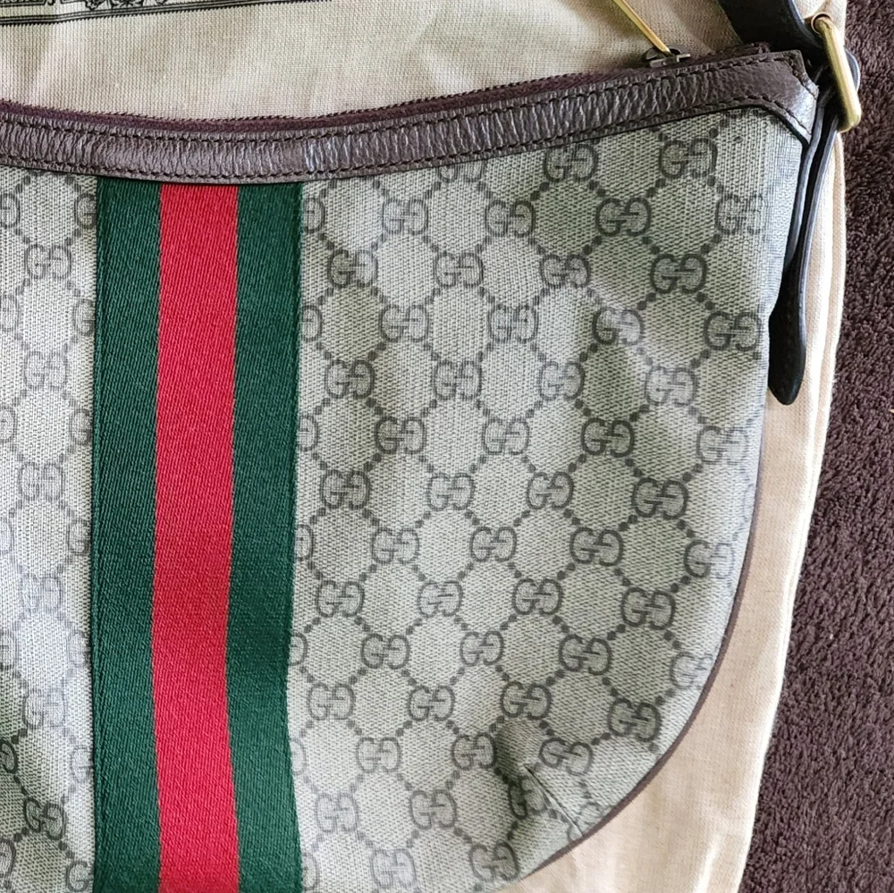 Gucci Ophidia GG Patterned Bag W/Red & Green Stripe 13X9 - Picture 8 of 16